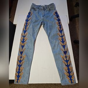 Sandro Paris Embroidered Flame Jeans Size 34 Euro